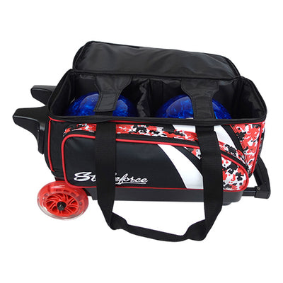 KR Strikeforce Cruiser Double - 2 Ball Roller Bowling Bag (Red Camo - Ball Compartment)