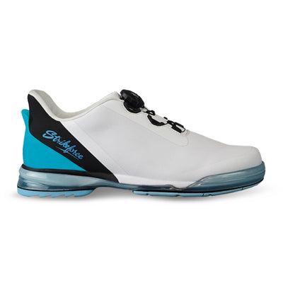 KR Strikeforce TPC Hype - Unisex Performance Bowling Shoes (White / Black / Sky - Side)