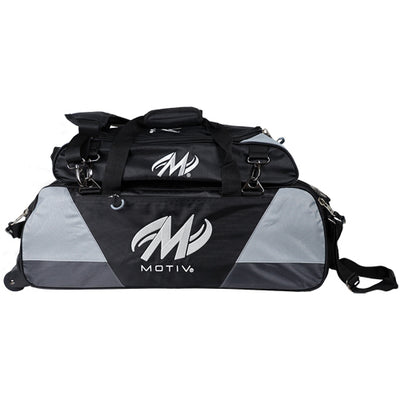 Motiv Ballistix - ﻿3 Ball Tote Roller Bowling Bag (Covert Black - w Add-On Shoe Bag)
