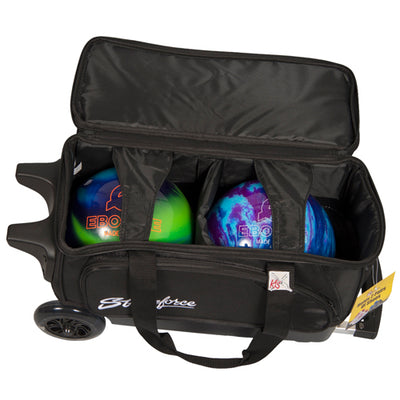 KR Strikeforce Cruiser Double - 2 Ball Roller Bowling Bag (Black - Ball Compartment)