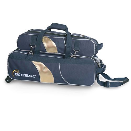 900 Global 3-Ball Deluxe Airline Roller - 3 Ball Tote Roller Bowling Ball (Blue / Gold)