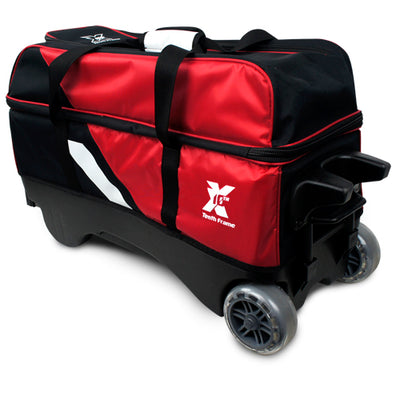 Tenth Frame Deluxe Triple - 3 Ball Roller Bowling Bag (Red - Rear)