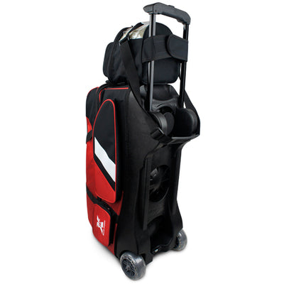 Tenth Frame Deluxe Triple Bundle - 3 Ball Roller with a 1 Ball Add-On Bowling Bag (Red - Back)