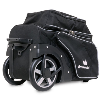 Brunswick Charger Double - 2 Ball Roller Bowling Bag (Black - Rear)