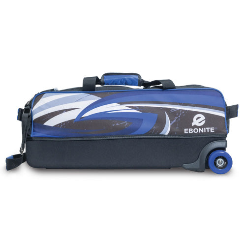 Ebonite Dye-Sub Triple Tote - 3 Ball Tote Roller Bowling Bag (Blue)