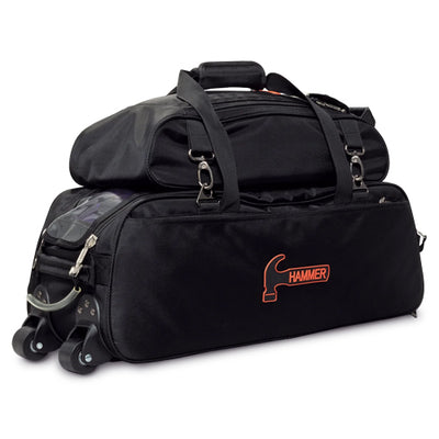 Hammer Premium Slim Triple w/ Shoe Bag - 3 Ball Tote Roller Bowling Bag (Black)