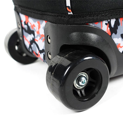 KR Strikeforce TPC Slim Triple - 3 Ball Tote Roller Bowling Bag (Orange Camo - Wheel Detail)