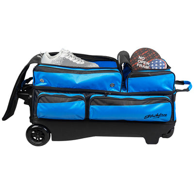 KR Strikeforce Konvoy Triple - 3 Ball Roller Bowling Bag (Blackl / Caribbean Blue - Shoe Compartment)