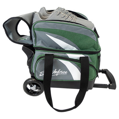 KR Strikeforce Cruiser Kanvas Single - 1 Ball Roller Bowling Bag (Grey / Green Kanvas - Shoe Compartment)