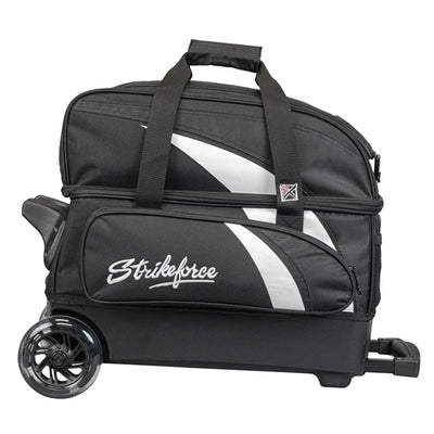 KR Strikeforce Cruiser Double - 2 Ball Roller Bowling Bag (Black / White - Side)