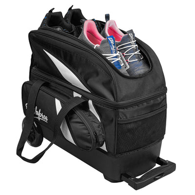 KR Strikeforce Cruiser Double - 2 Ball Roller Bowling Bag (Black / White - Two Pairs of Shoes)