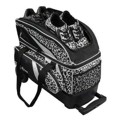 KR Strikeforce Cruiser Double - 2 Ball Roller Bowling Bag (White Leopard - Two Pairs of Shoes)