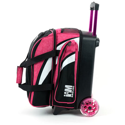 I AM Bowling Deluxe 2 Ball Roller Bowling Bag (Pink - Side)