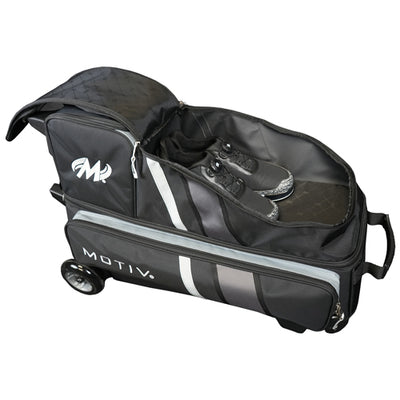 Motiv Vault Inline - 4 Ball Roller Bowling Bag (Black / Grey - Shoe Compartment)