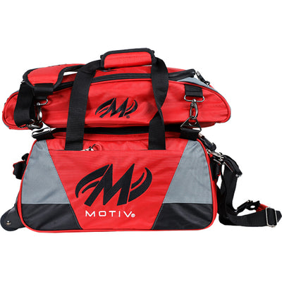 Motiv Ballistix - ﻿2 Ball Tote Roller Bowling Bag (Fire Red - with Optional Shoe Bag)