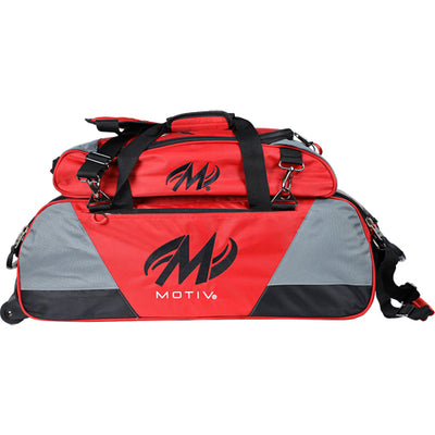 Motiv Ballistix - ﻿3 Ball Tote Roller Bowling Bag (Fire Red - w Add-On Shoe Bag)
