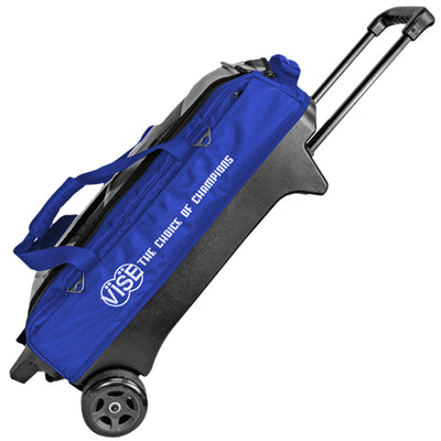 blue tackle bag with plastic zipper 100 bowlers VISE 3 Ball Tournament Roller Bowling Bag