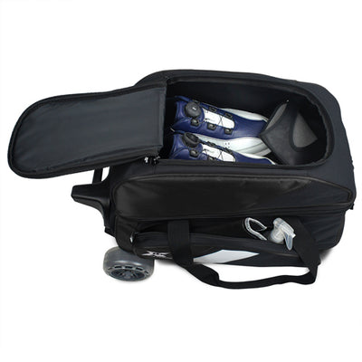 Tenth Frame Deluxe Bundle - 2 Ball Roller Bowling Bag (Black - Shoe Compartment)