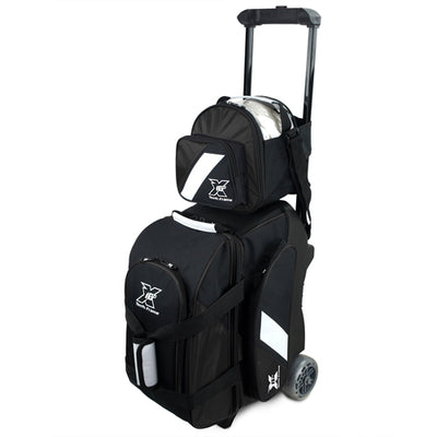 Tenth Frame Deluxe Double - 2 Ball Roller Bowling Bag (Black - with Optional Add-On Bag)
