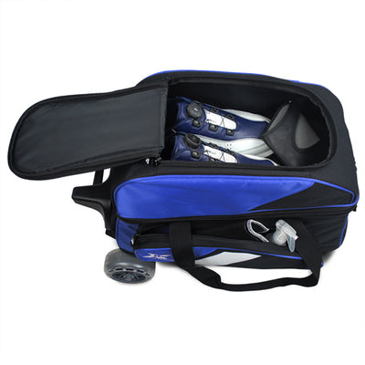 Tenth Frame Deluxe Bundle - 2 Ball Roller Bowling Bag (Blue - Shoe Compartment)