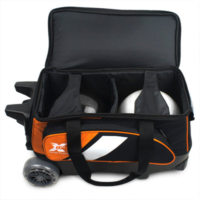 Tenth Frame Deluxe Bundle - 2 Ball Roller Bowling Bag (Orange - Ball Compartment)