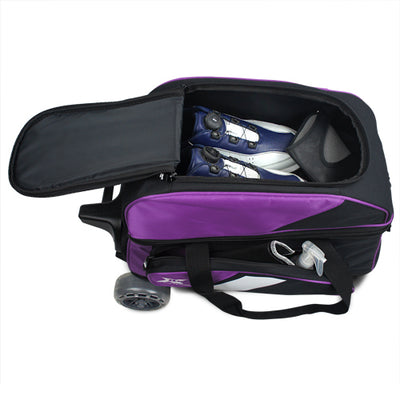 Tenth Frame Deluxe Double - 2 Ball Roller Bowling Bag (Purple - Shoe Compartment)
