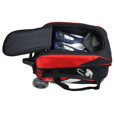 Tenth Frame Deluxe Bundle - 2 Ball Roller Bowling Bag (Red - Shoe Compartment)