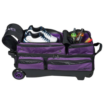 KR Strikeforce Konvoy Triple - 3 Ball Roller Bowling Bag (Black / Purple - Shoe Compartment)
