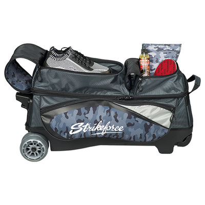 KR Strikeforce Drive Triple - 3 Ball Roller Bowling Bag (Grey Camo - Top Compartments Loaded)