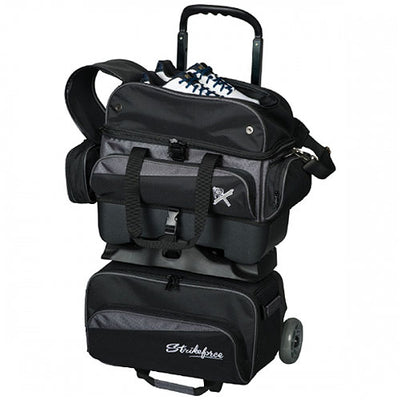 KR Strikeforce Konvoy - 4 Ball Roller Bowling Bag (Black / Carbon - Shoe Compartment)