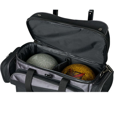 KR Strikeforce Konvoy - 4 Ball Roller Bowling Bag (Black / Carbon - Top Ball Compartment)