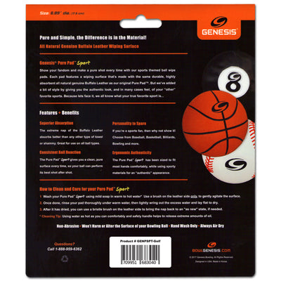 Genesis Pure Pad Sport - Leather Bowling Ball Wipe (Golf - Packaging back)
