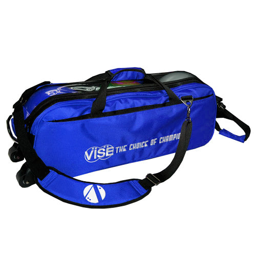 Vise 3 Ball Clear Top Tote Roller Blue Bowling Bag
